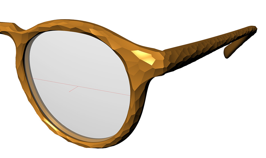 2018年には眼鏡の表面に 槌目 （ ハンマーで叩いた跡 ）を施した 3Dデータ も作成しています