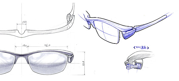【3D】 眼鏡 のデザイン。初期のスケッチ2。