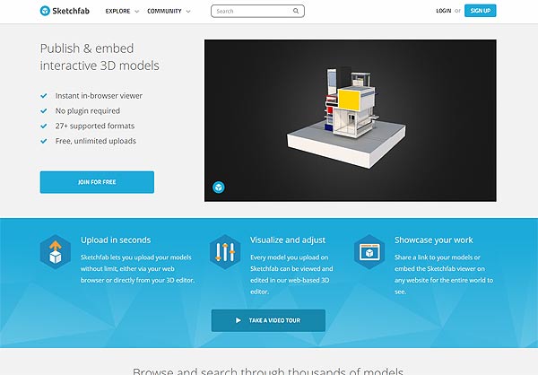 3Dモデルビューワーサービス Sketchfab が凄い。