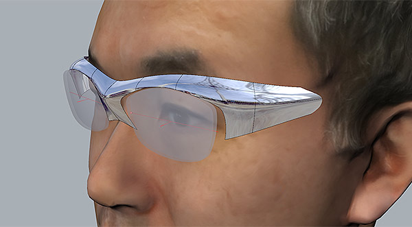 3Dデータ化した頭を元に、自分専用の眼鏡を作ってみる。目と眉毛が離れているので、眉毛をもう少し隠したい...