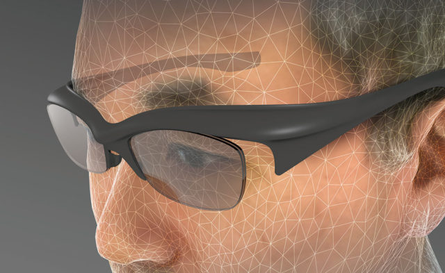 3Dデータ化した頭を元に、自分専用の眼鏡を作ってみる。完成レンダリングイメージ。