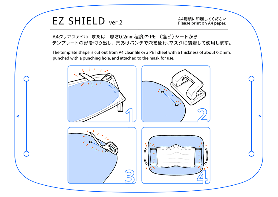 【 3Dプリンター不要 】簡単に作成できるフェイスシールド EZ SHIELD のテンプレートファイル