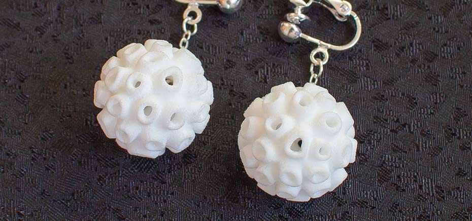 3Dプリント製アクセサリー 珊瑚を形どったアクセサリー